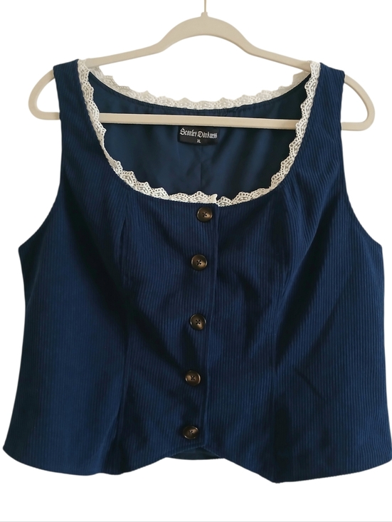 Scarlet Darkness Jackets & Blazers - Scarlet Darkness Renaissance Corduroy Vest Women's XL Lace Button Up Sweetheart